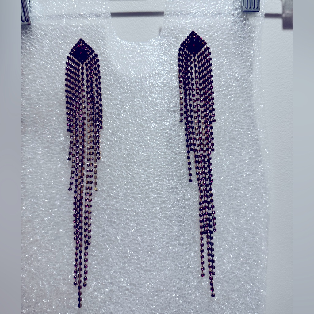 Pink Jewel And Gold Metallic Long Earrings 18$